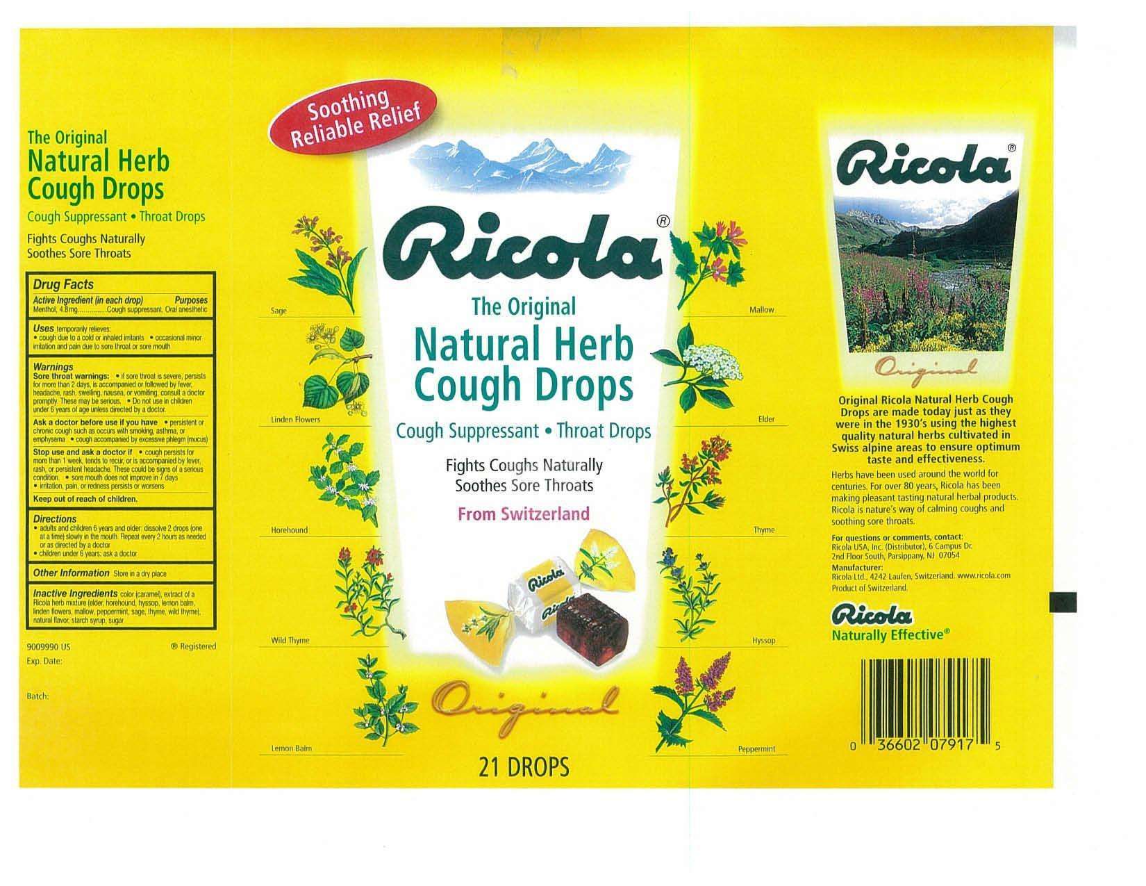 THE ORIGINAL NATURAL HERB COUGH DROPS